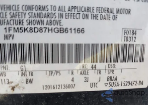 2017 Ford Explorer Xlt из США, поврежденный, VIN 1FM5K8D87HGB61166